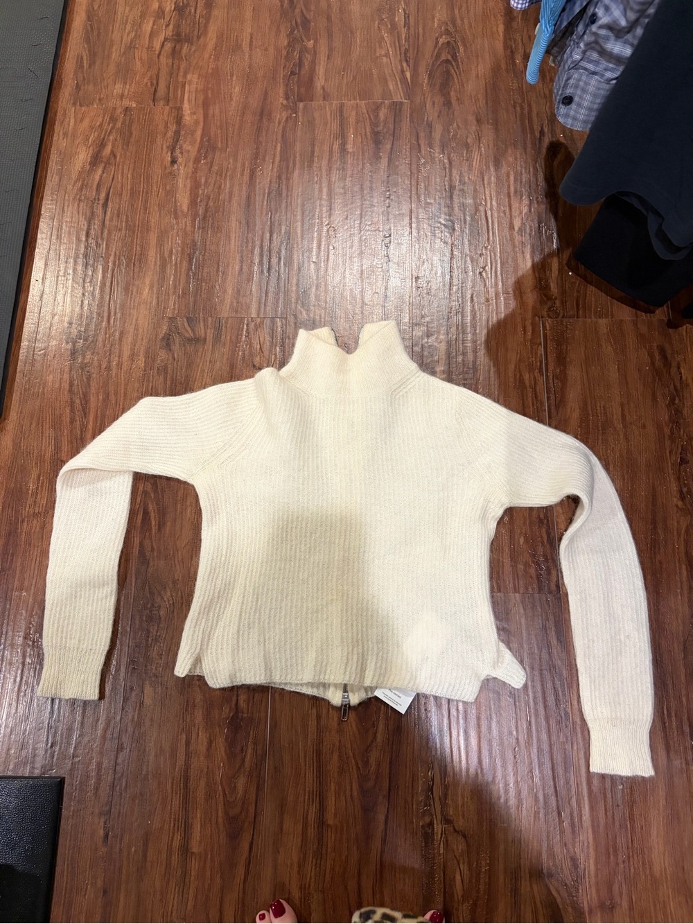 PAIGE Cream Ribbed Alpaca Turtleneck Sweater